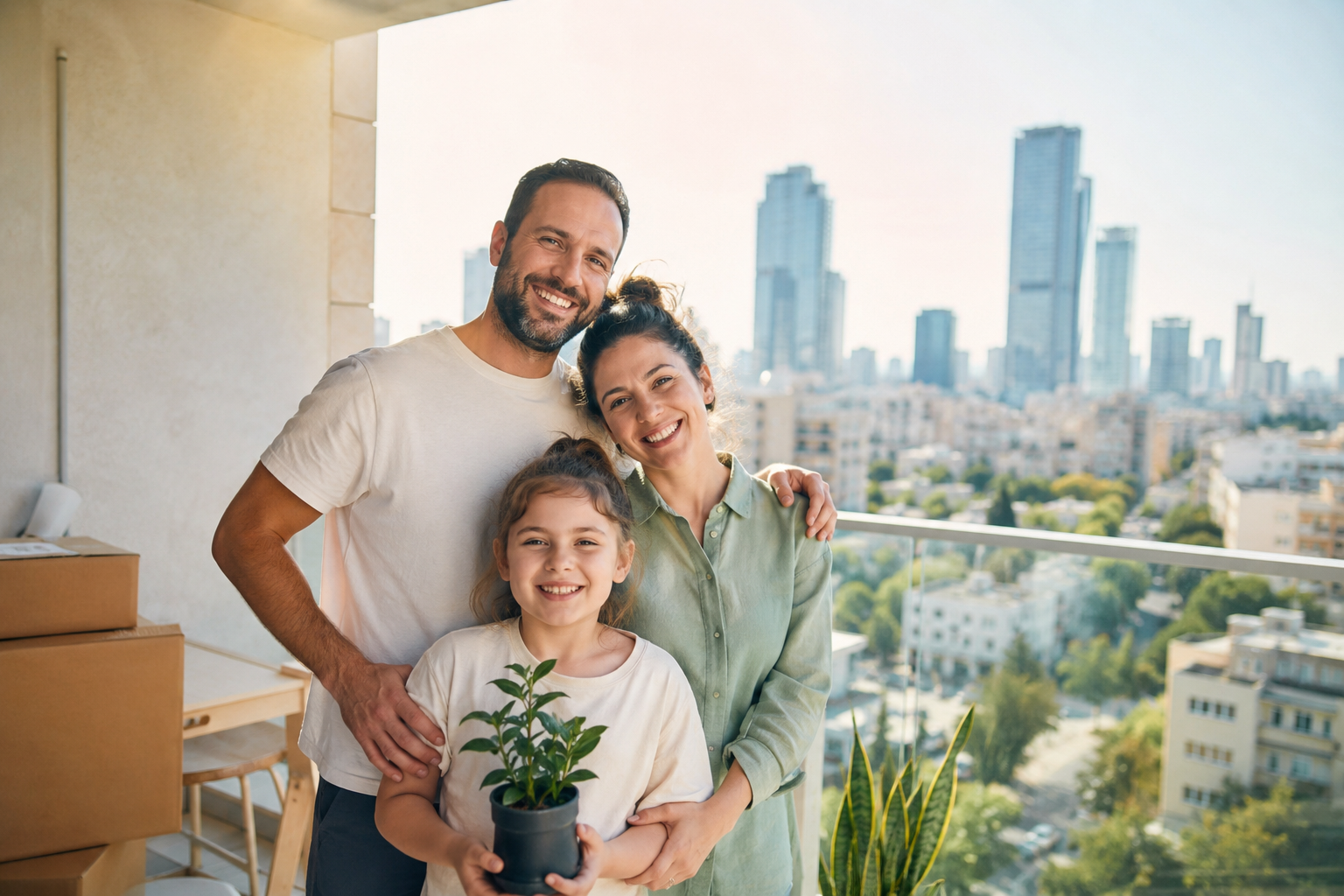 משפחה בדירה חדשה בתל אביב